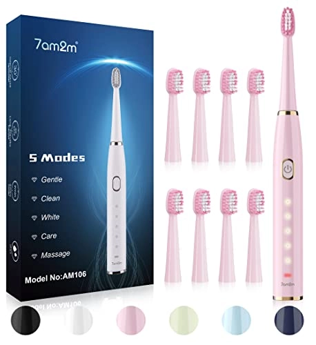 Sonic Electric Toothbrush - 8 Heads 5 Modes Midnight Black