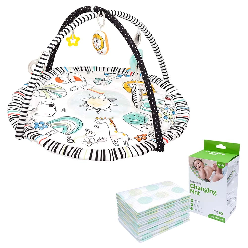 Perky Playmat + Disposable Changing Mat - Jungle Pals 0 month & above