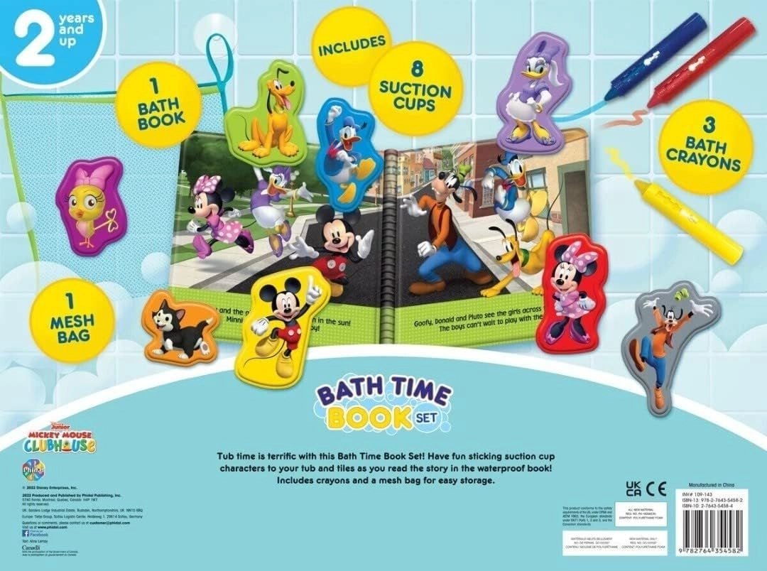 Mickey & Minnie Bath Time Deluxe Book Set - 6 Page 8 Suction Cup Toys 3 Bath Crayons