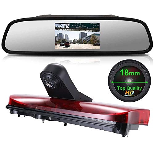 Rear View Mirror Monitor - 4.3 Inch Wired + Brake Light Camera - 1280 x 720 Night vision