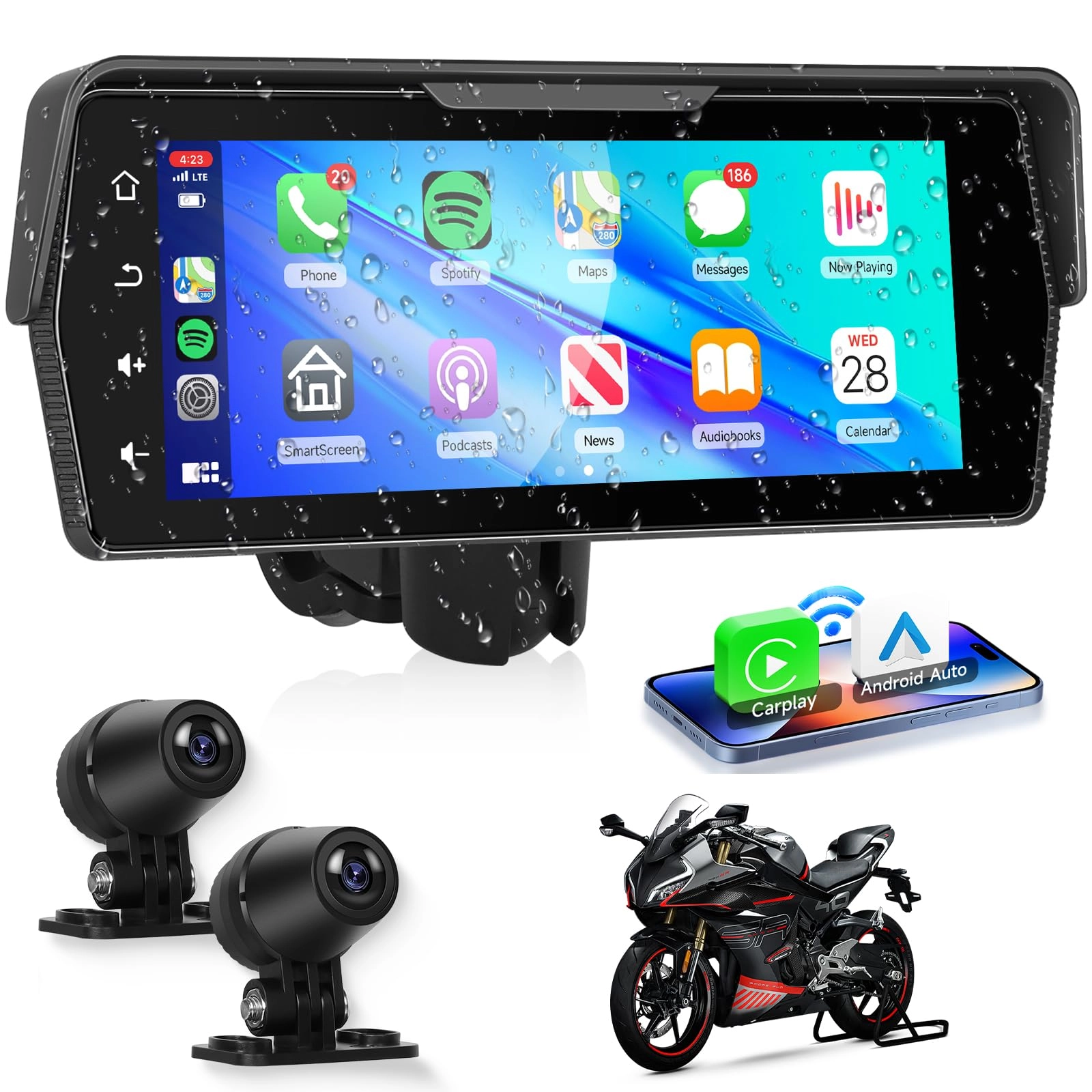 METEESER Front+Rear Dash Cam - 1280x480P 1080P