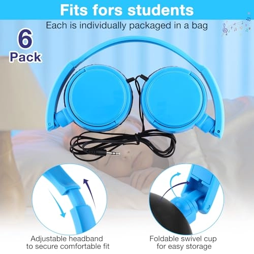 6 Pack Classroom Headphones Wired Headphone
