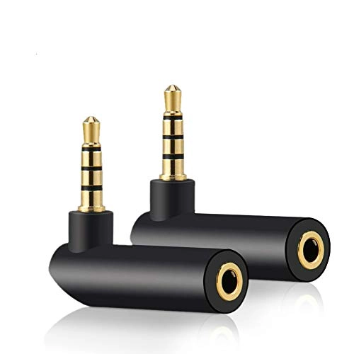 HSP-HSWITI 3.5mm Angle Male to Female Audio Adapter - 90 Degree Gold-Plated TRS 2 PACK