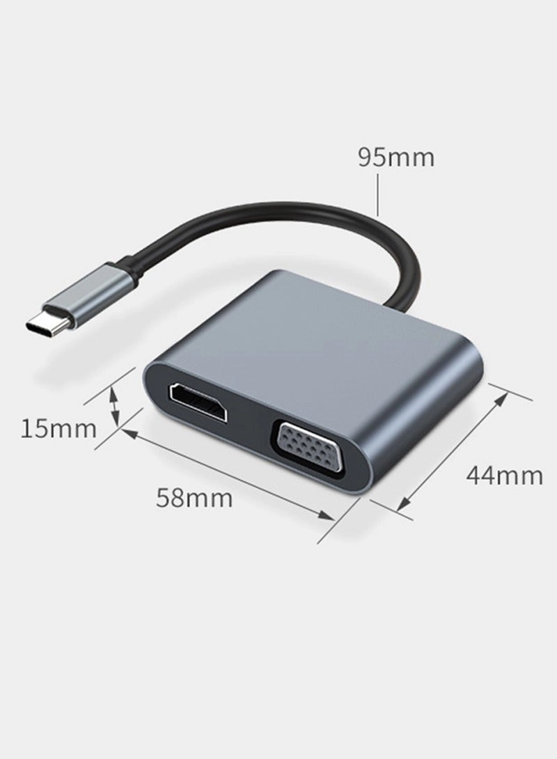 USB C Hub Adapter - 4K HDMI 1080P VGA 100W PD Charging
