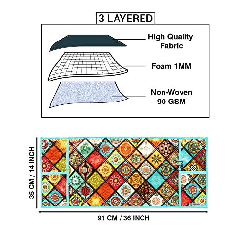 Microwave-Oven Top Cover - Polyester 3-Layered 4 Pockets Maroon