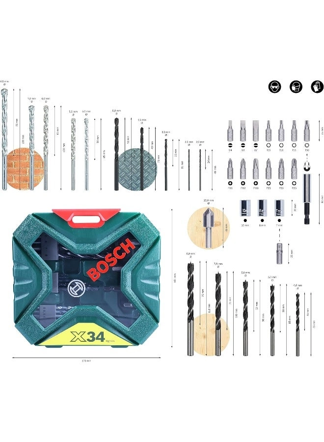X-Line Classic - 34-piece Drill and Screwdriver Bit Set