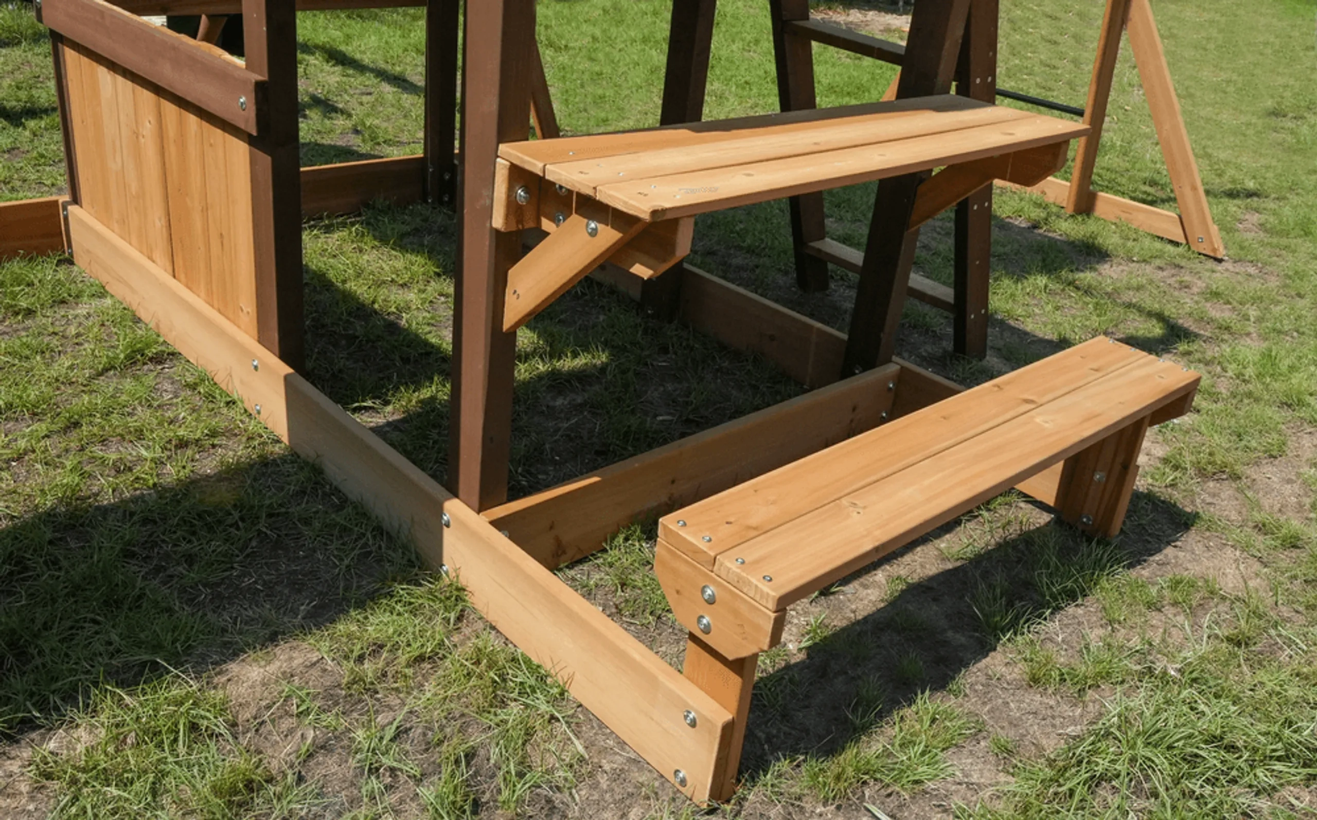 Arabian Tahr Wooden Swing Set - 10' Wave Slide 3-position Swing Beam