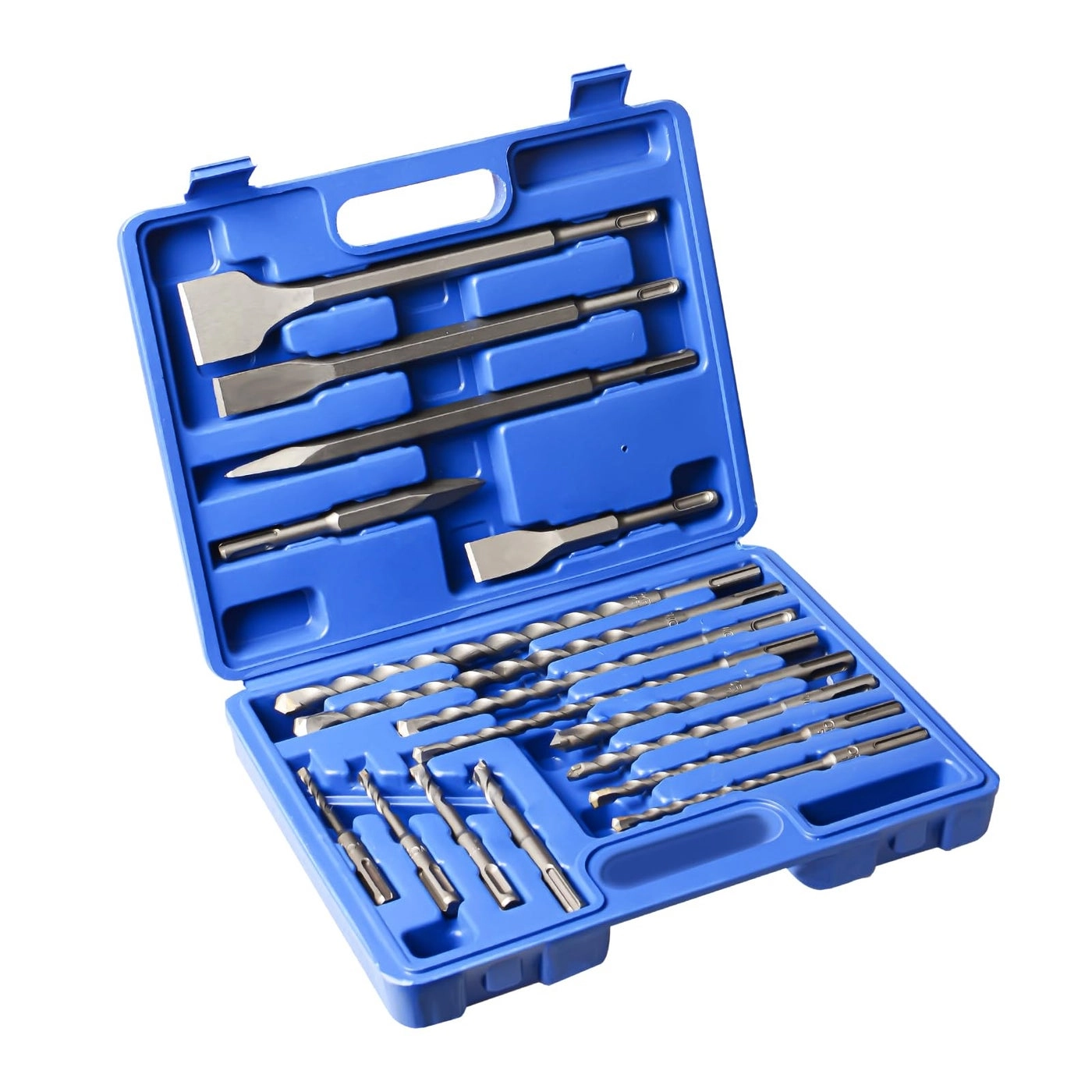 YOSIGHT Rotary Hammer Drill Bits and Chisel Set - Carbon Steel, Carbide 17Pcs
