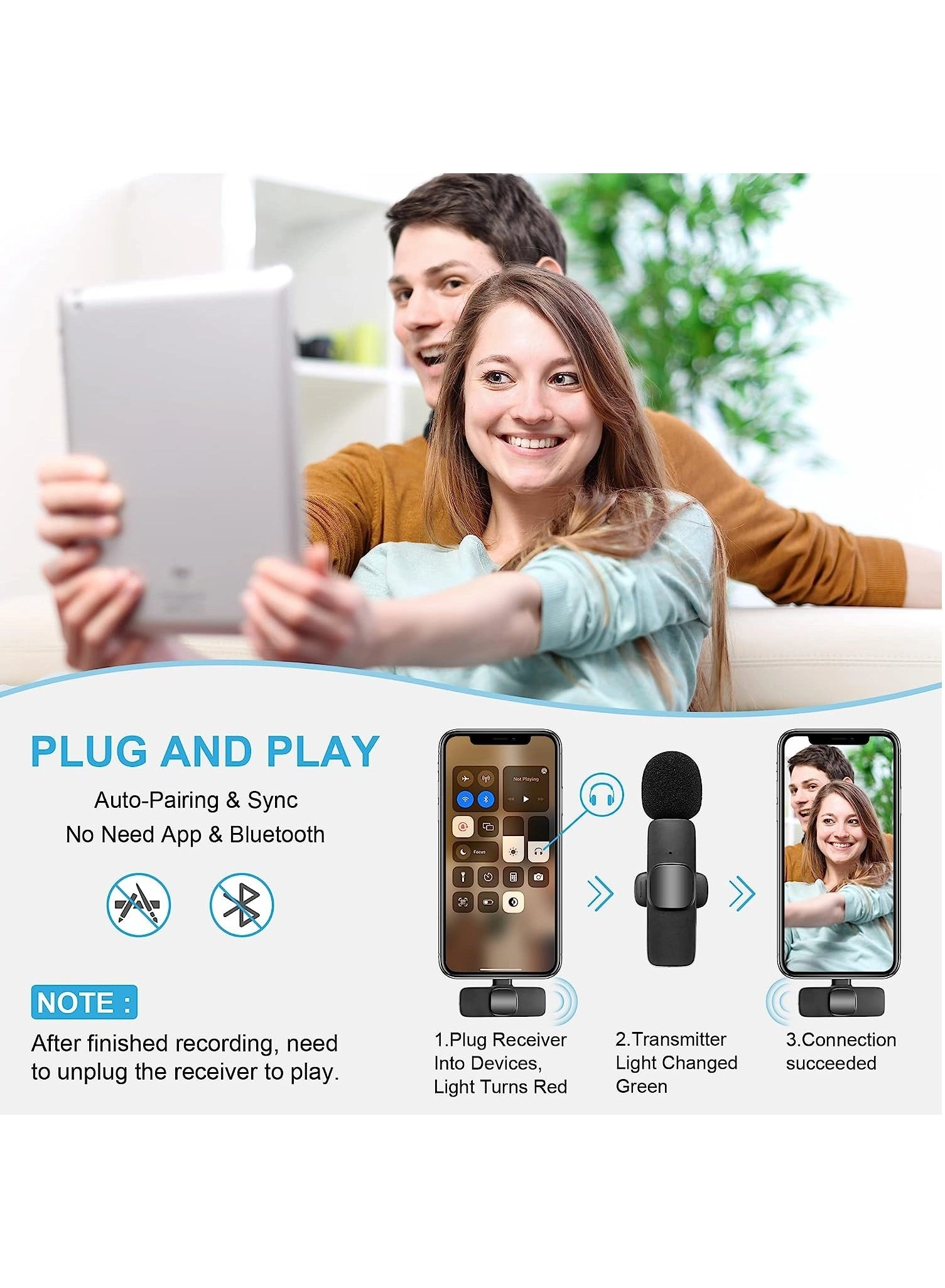USB C Dual Mic Wireless Microphone
