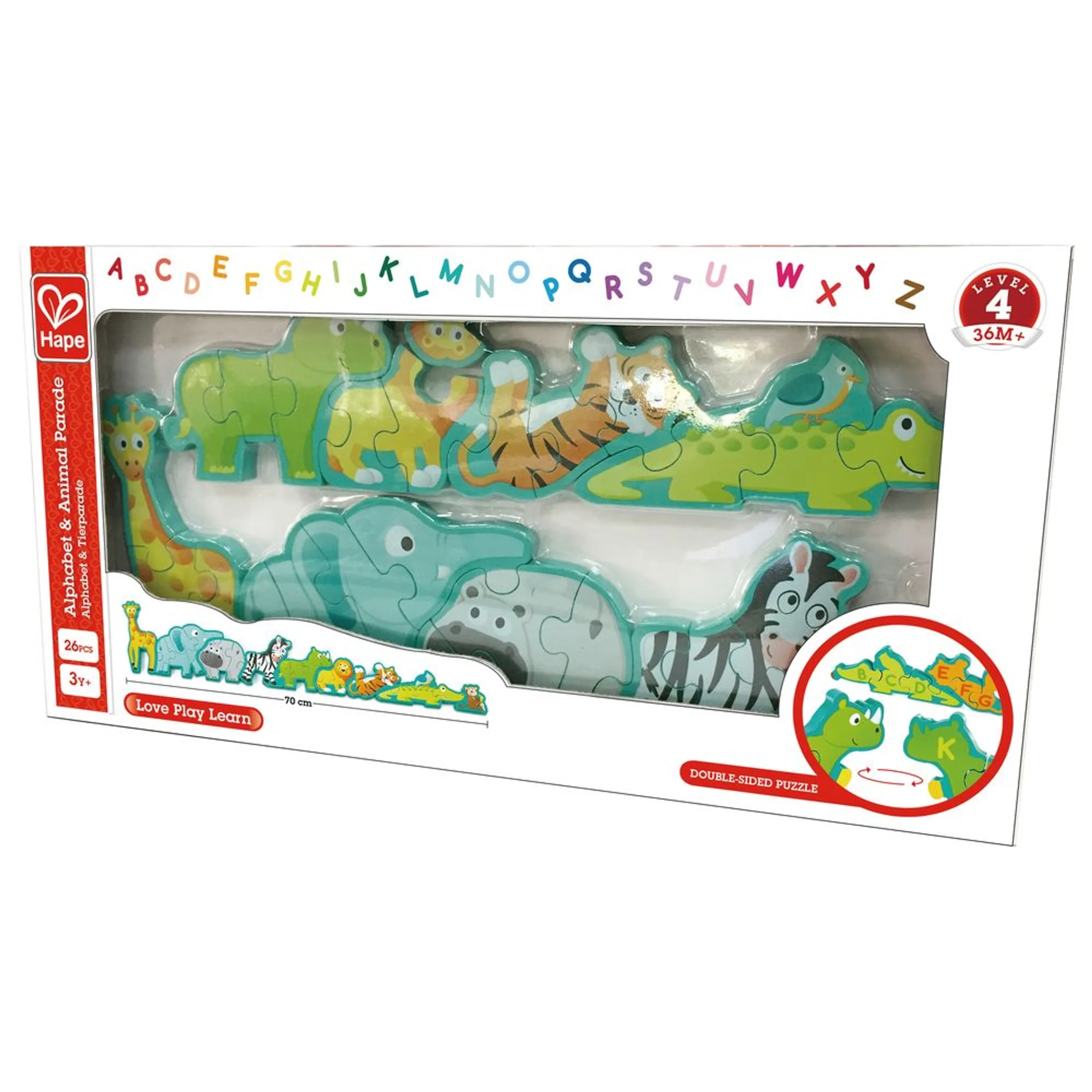 Double Sided Alphabet & Animal Wooden Puzzle - 3 years & above 26 pieces