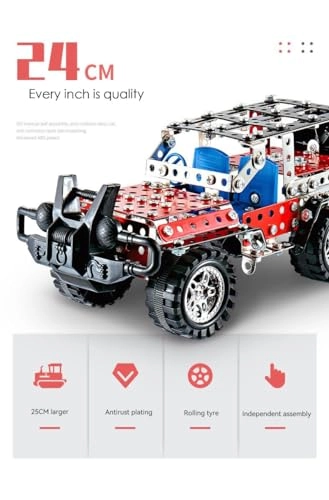 Cross-Country Construction Vehicle - 1:24 Scale Red Metal