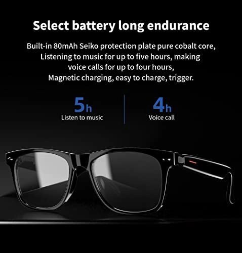 TWS Smart Bluetooth Audio Glasses - Blue Light Blocking Black Frame