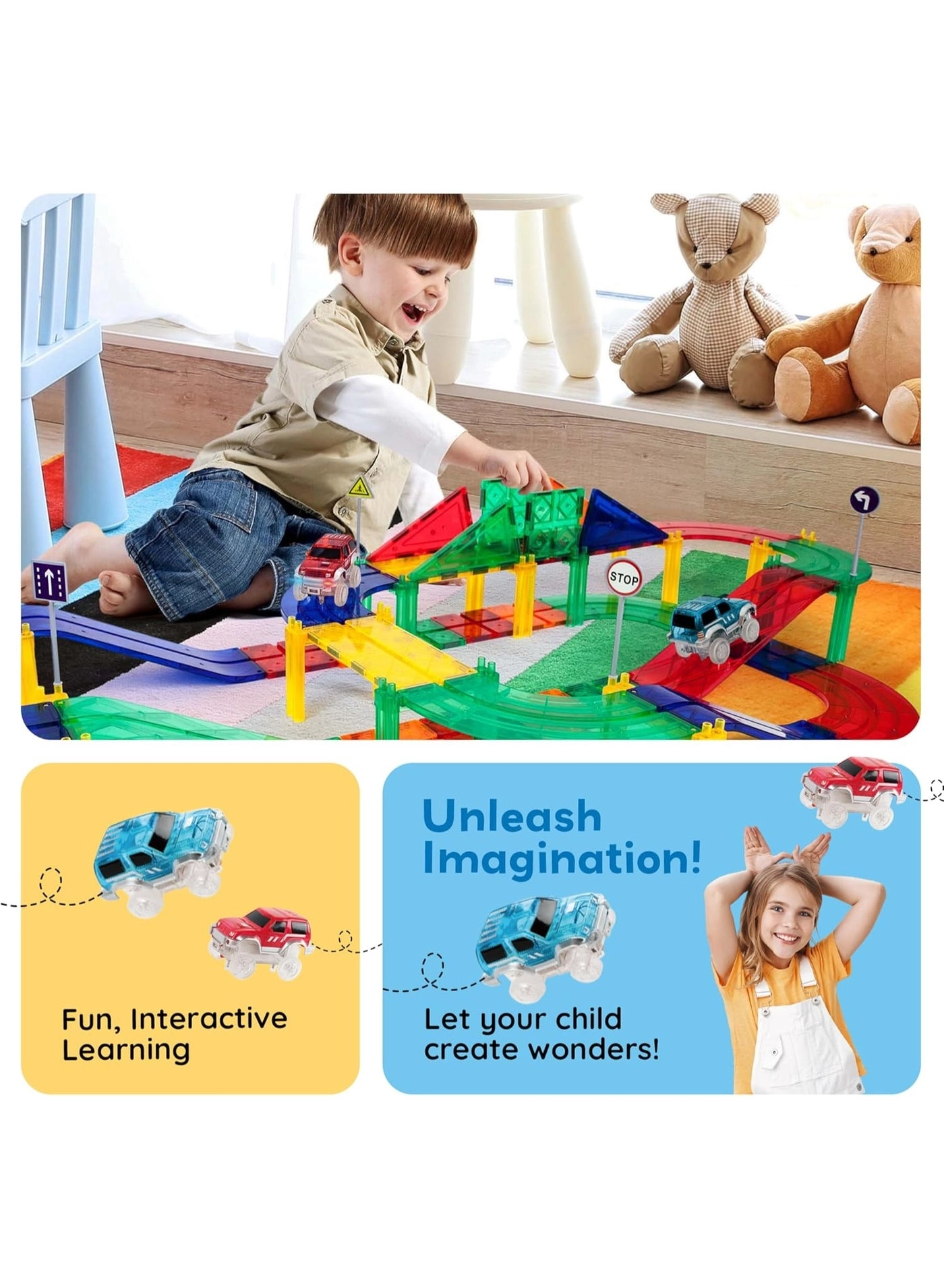 Magnetic Tiles Race Track - 80 pcs