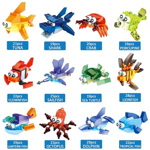 Mini Building Blocks Ocean Animal - 12pcs