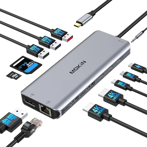 MacBook Pro Docking Station - 12 in 1 Dual Monitor HDMI USB C PD