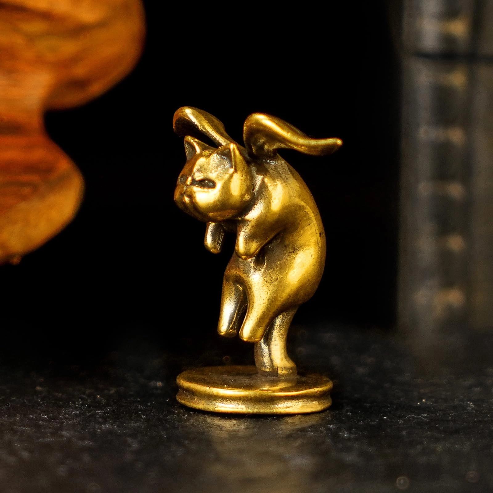 Winged Cat Figurine - Brass
