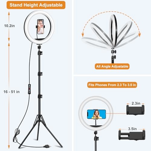 Selfie Ring Light - 10.3 inch 29 RGB Lighting Modes Remote Control