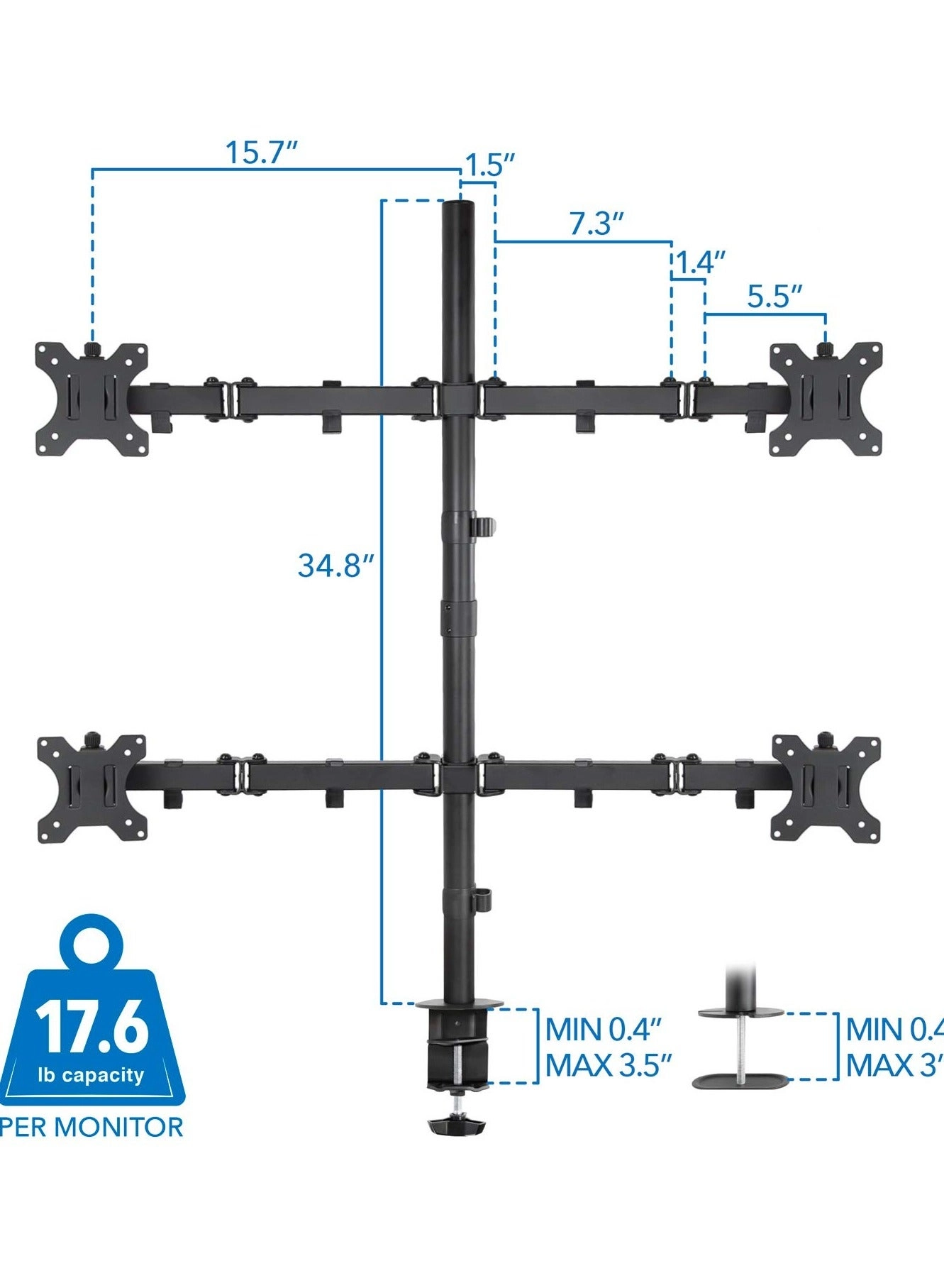 4 Monitor Stand - 32inch VESA 75x75 100x100