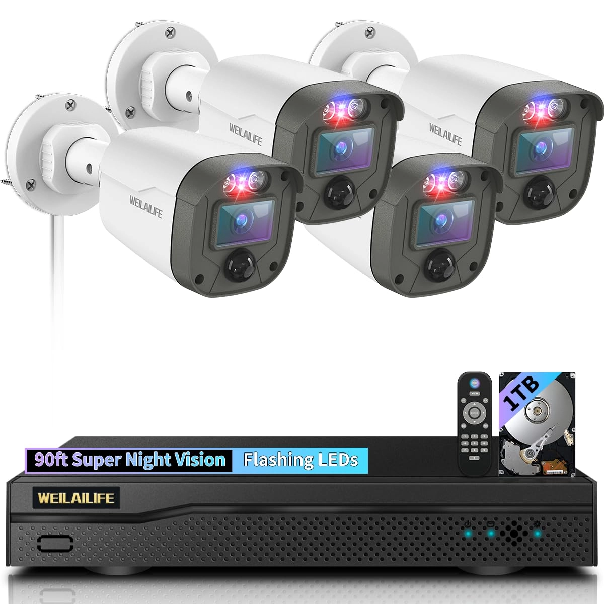 Wired Security Camera System - 4-Cams 8 channels 5MP