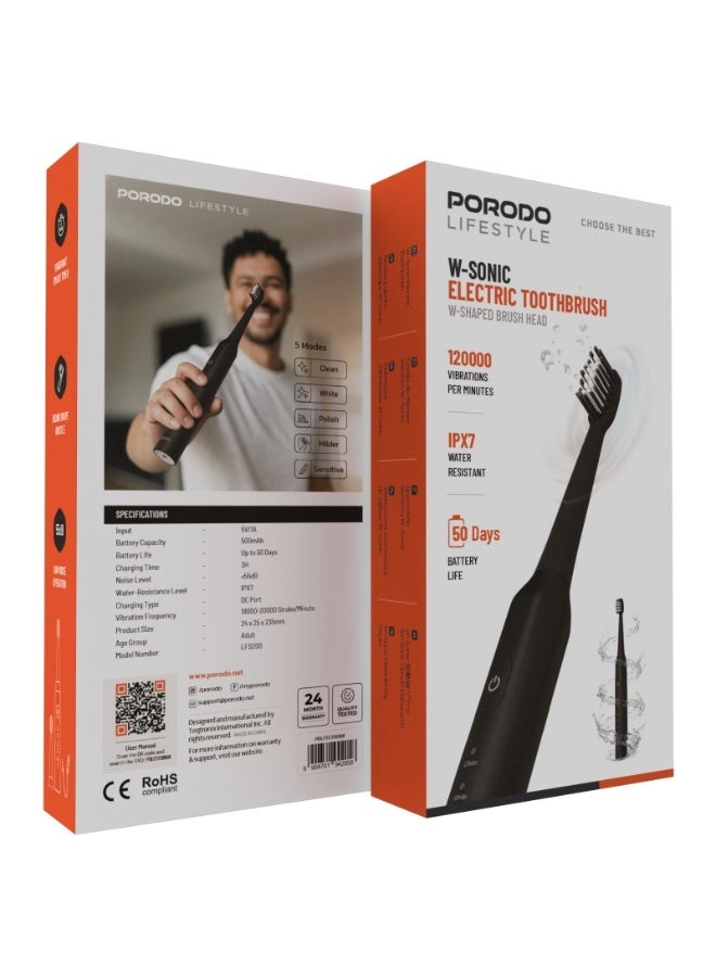 W-Sonic Electric Toothbrush - 20000 Vibrations per Minutes IPX7 50 Days Battery Life