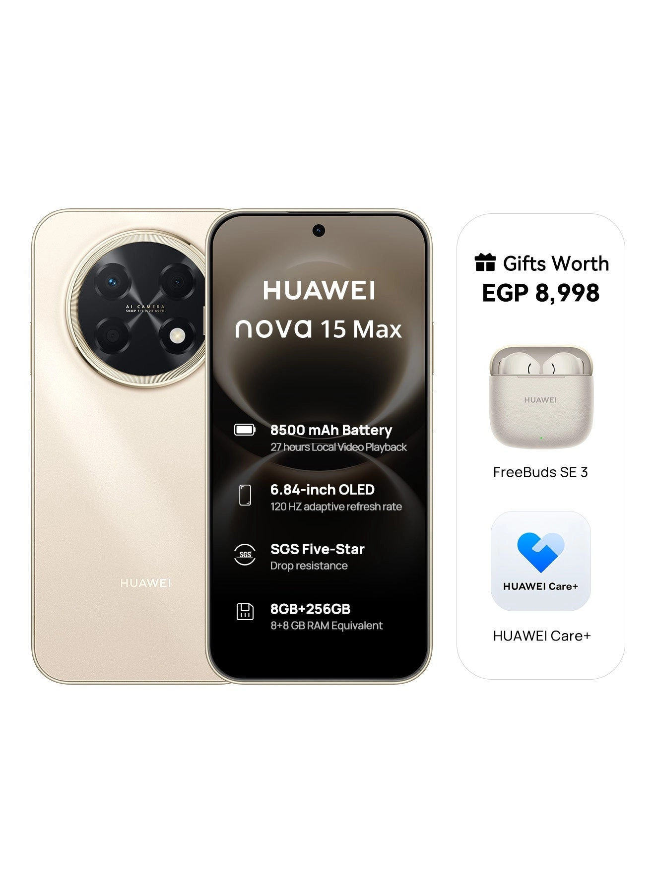 Huawei nova 15 Max - 8GB 256GB + FreeBuds SE 3 + Care - 1 Year