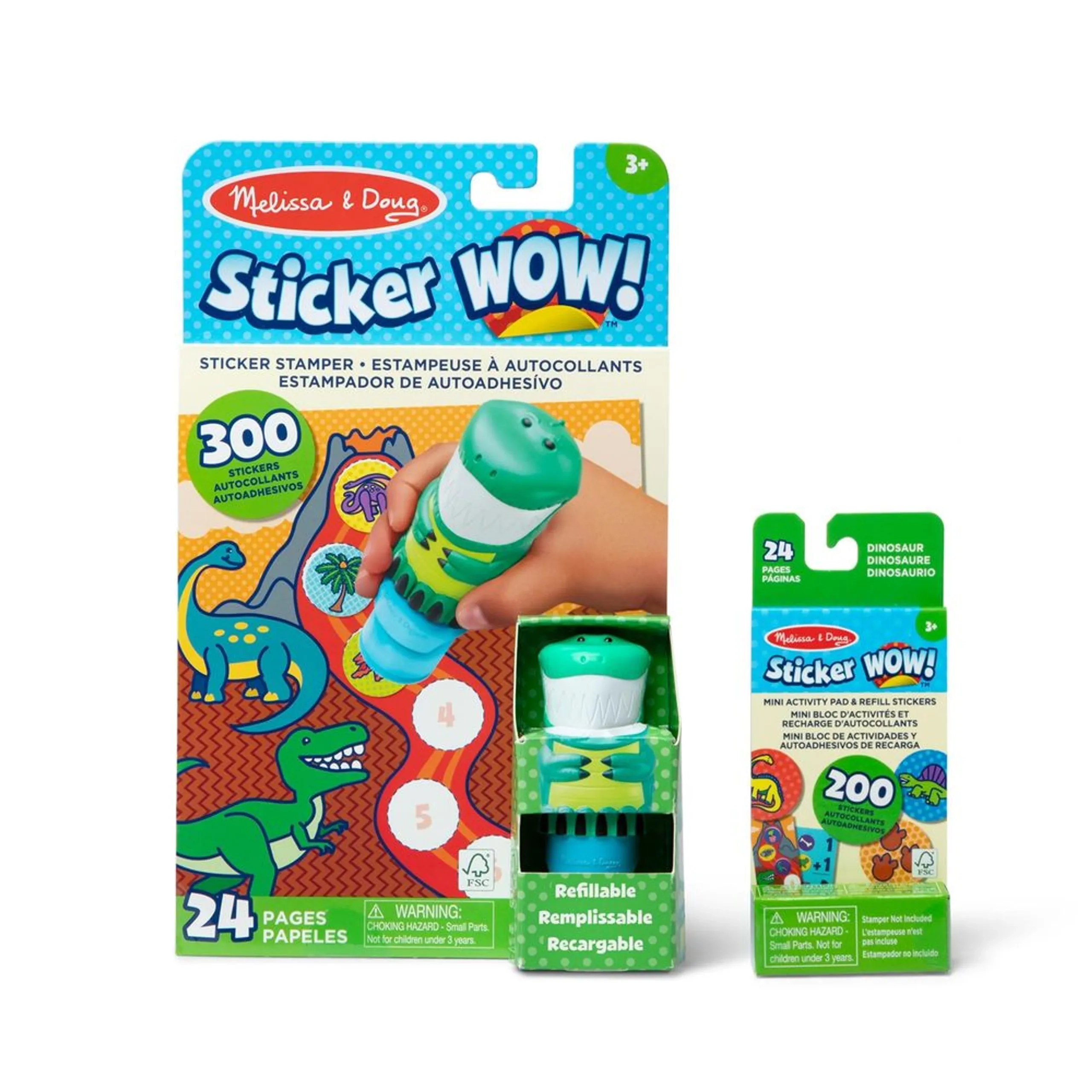 Melissa & Doug Dinosaur Activity Sticker Book Self Inking Stamper 200 pcs