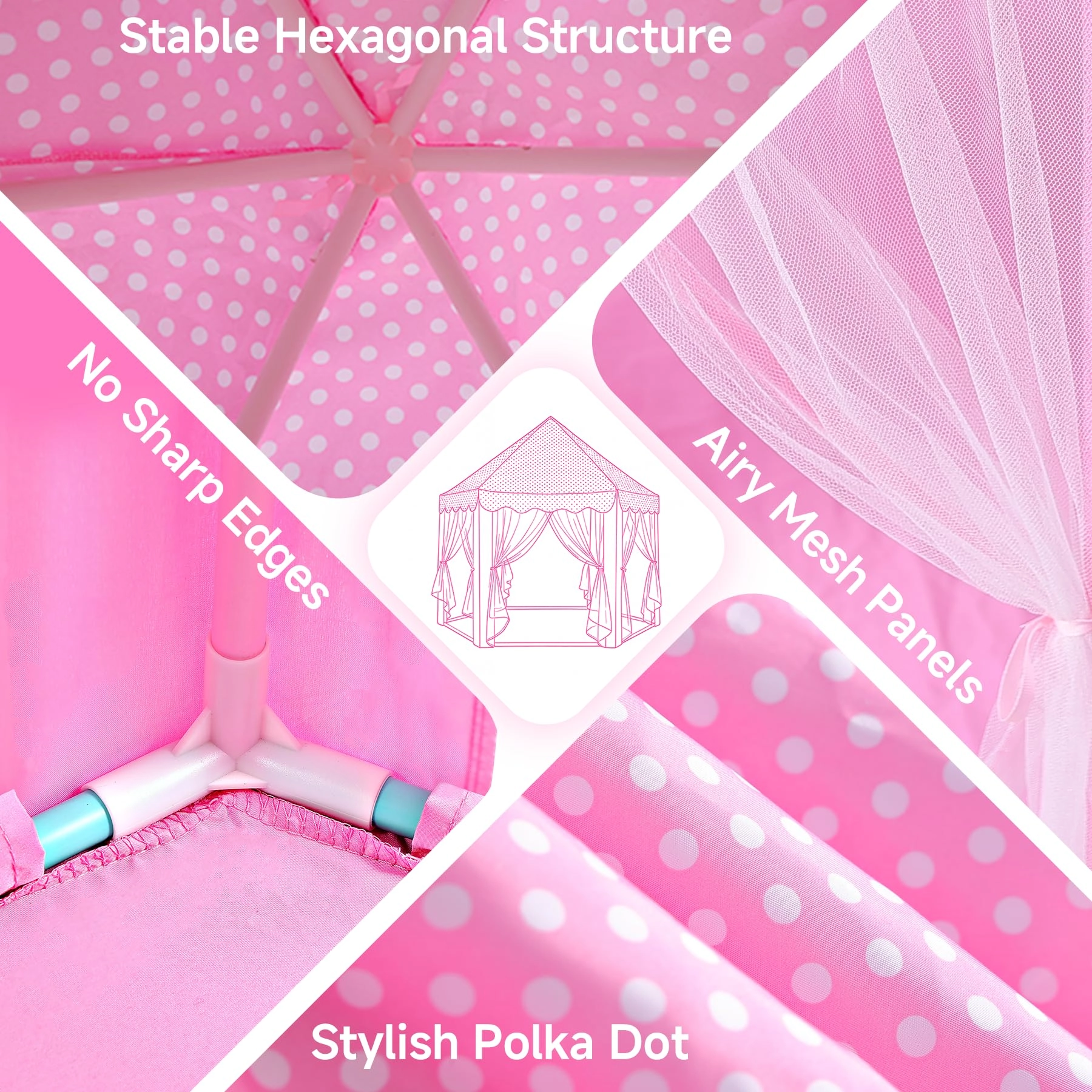 Princess Tent - 55 x 53 inches Pink