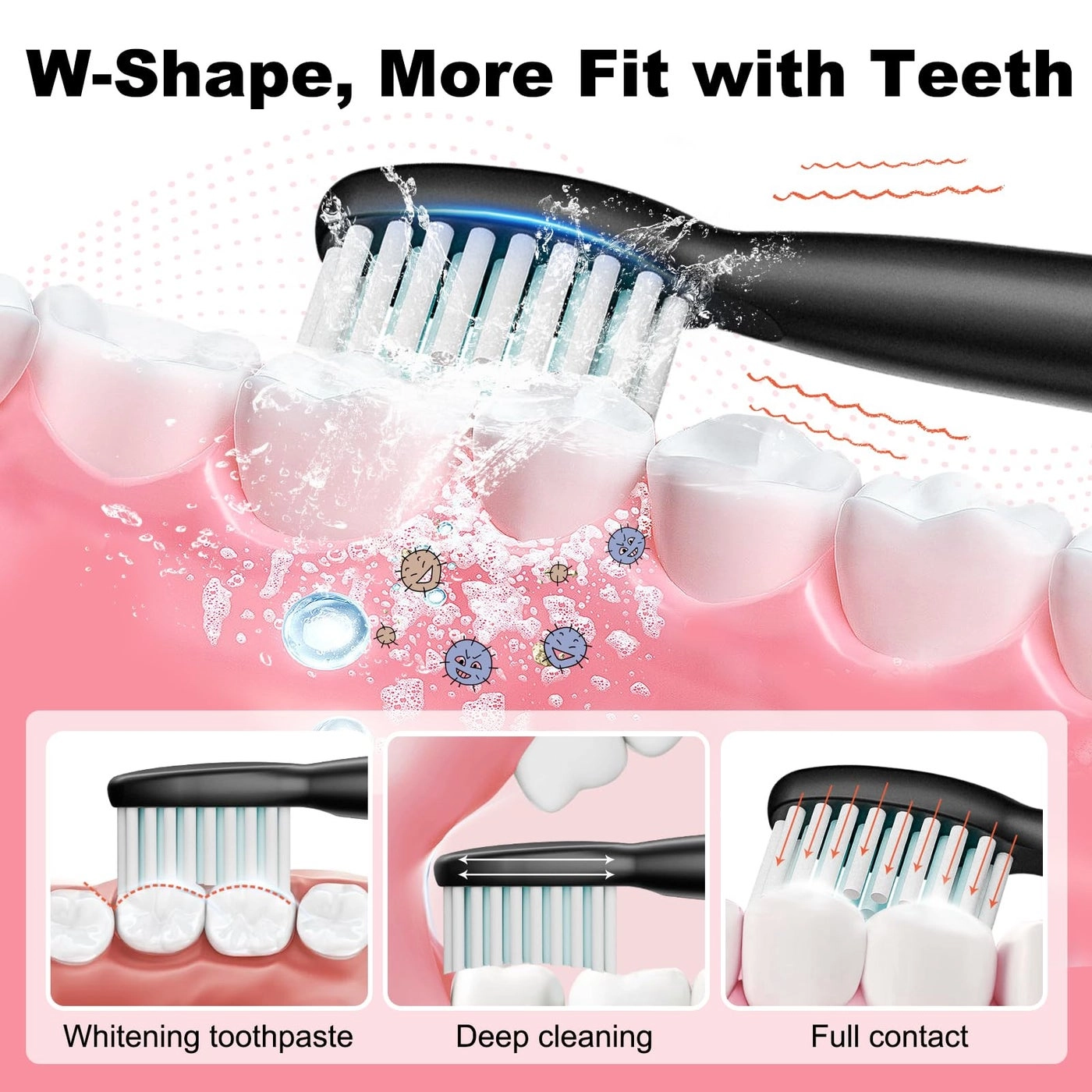 Rechargeable Electric Toothbrush - 8 Brush Heads 100 Day Battery Life