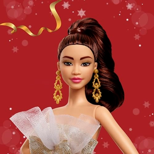 Barbie Signature 2025 Holiday - Light Brown Hair Silver & Gold Gown Ages 6+