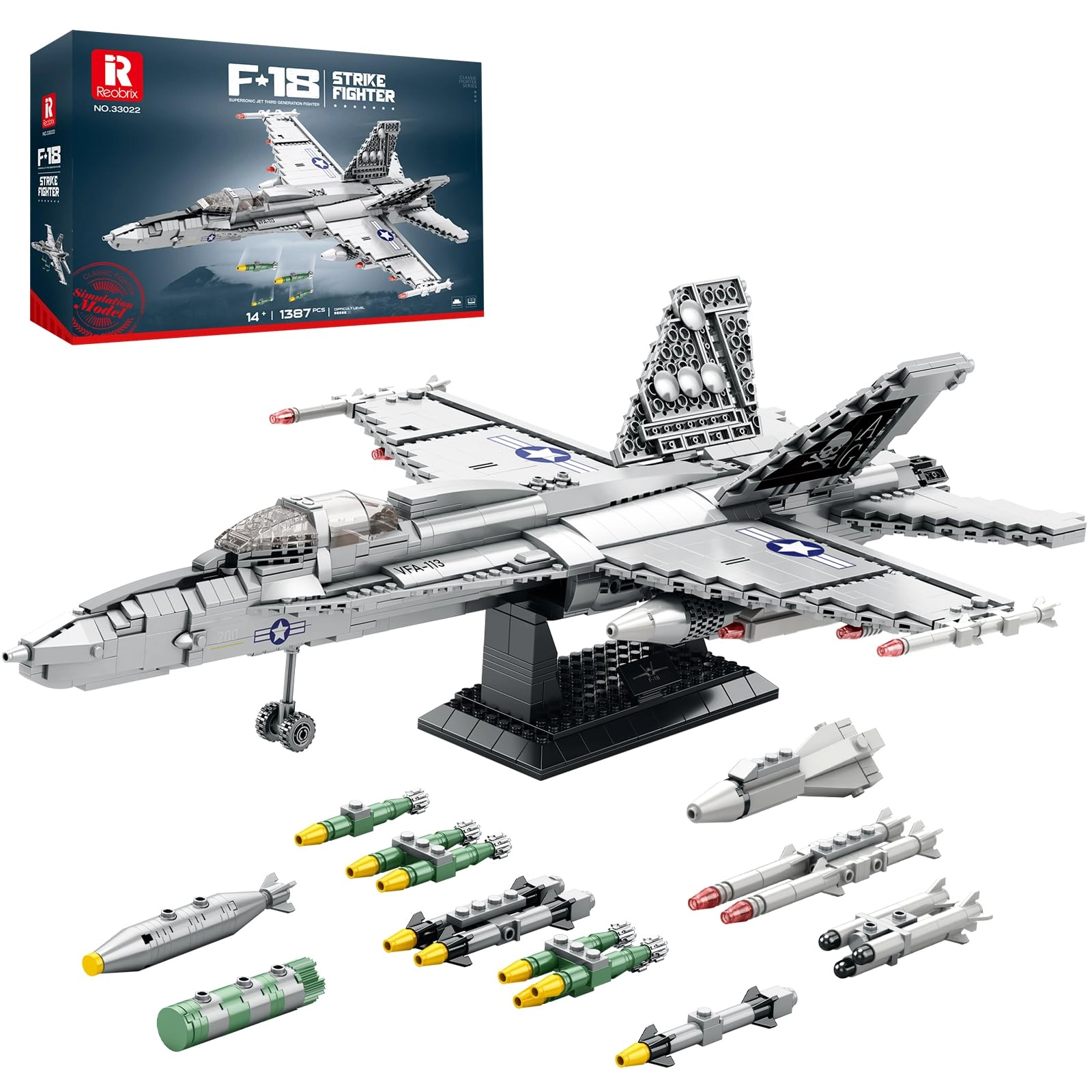 Reobrix F-18 Fighter Jet - 1387 pcs for ages 14+