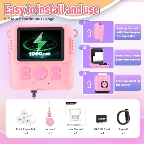 Instant Print Camera - 1080P 2.4 inch