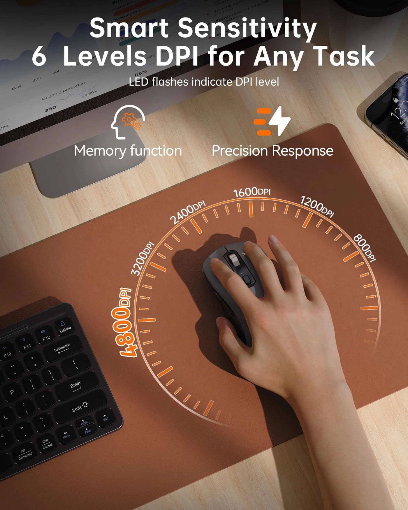 Multi-Device Slim Optical Mouse - Bluetooth, USB
