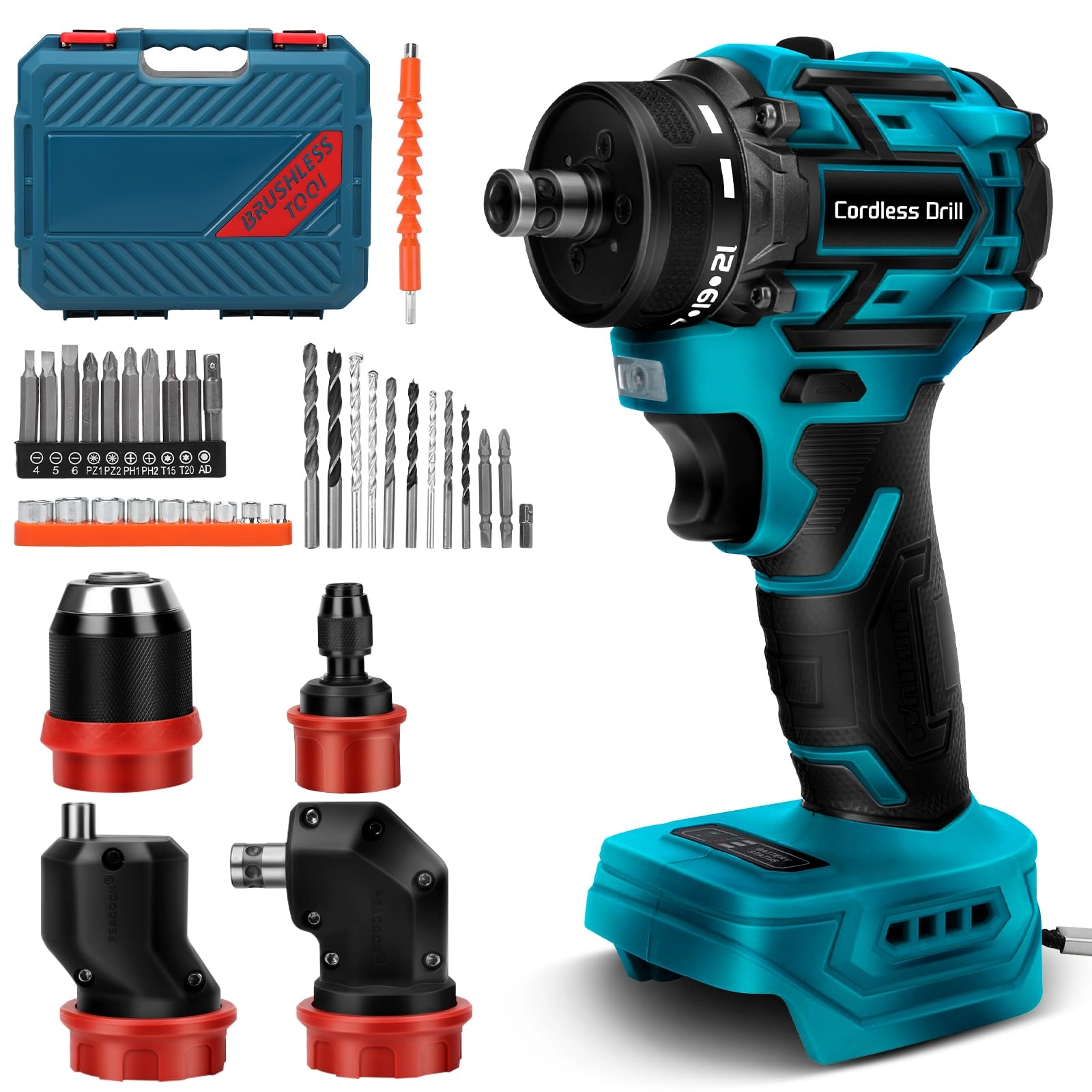 tivekeo GTA261MK - Cordless Drill 4 Interchangeable Chucks
