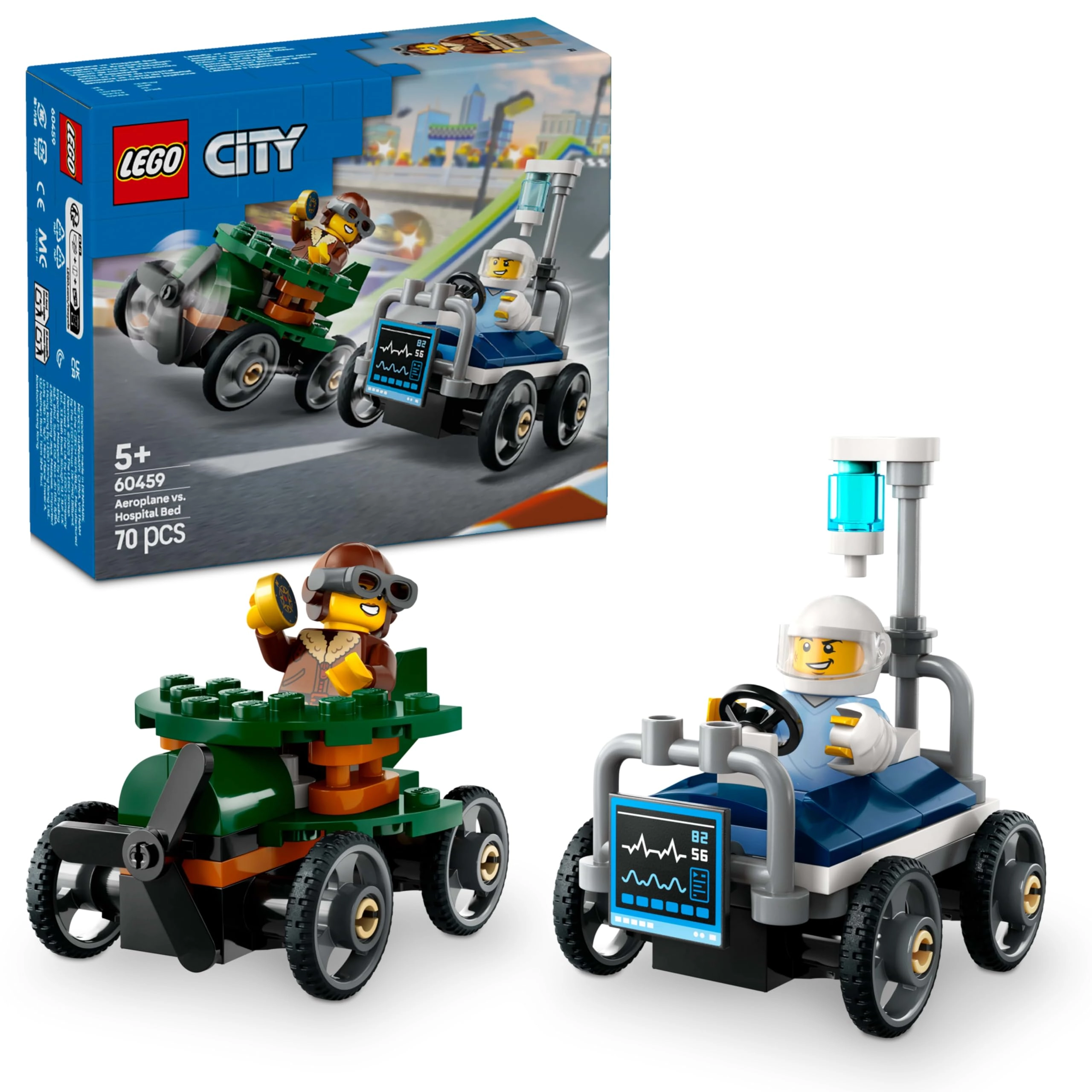 City Aeroplane + City Hospital Bed Race Car (60459)