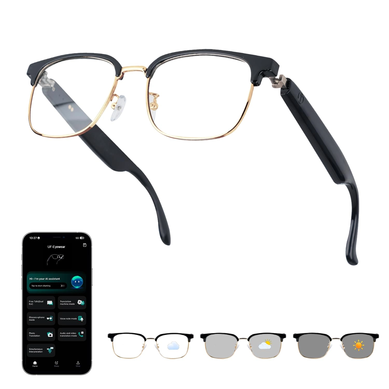 Tulbeys UF-04 - 160+ Languages Bluetooth 6.0 Photochromic Lenses