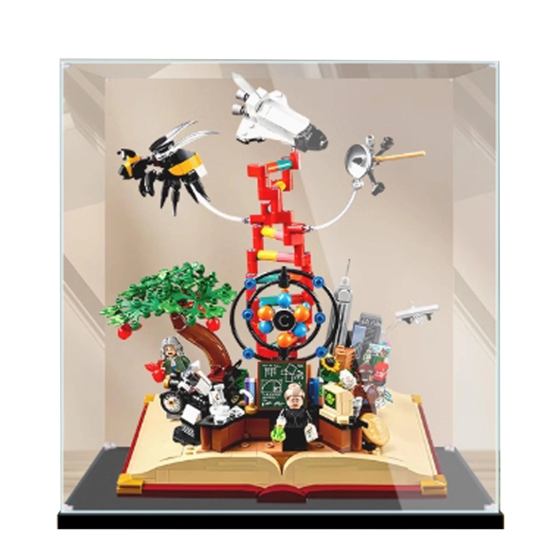 Acrylic Transparent Collectible Display Case for LEGO 21355 Knowledge is Power Block Model - 3mm thickness