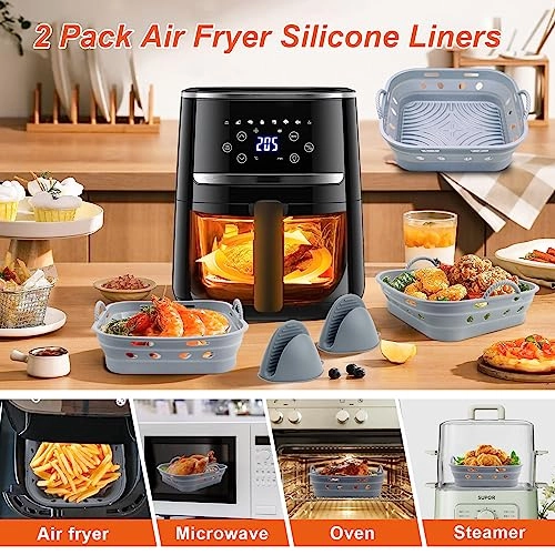 Air Fryer Silicone Mould + Gloves + Oil Brush + Food Clip + Dish Brush - Aluminum, Plastic 7 piece(s)