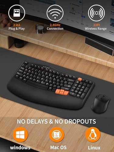 Ergonomic Wireless Keyboard - Wired