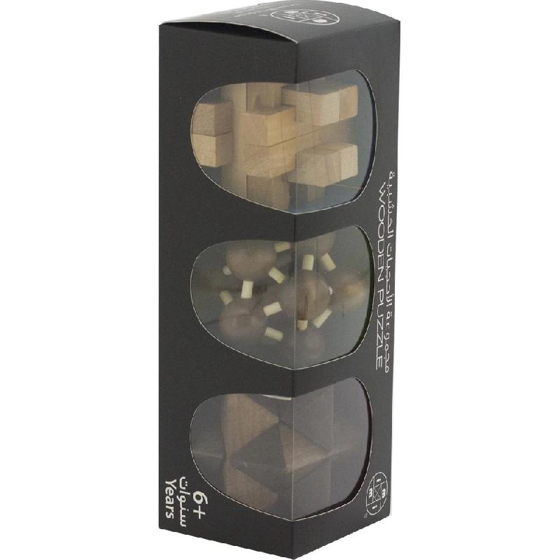 Non Branded Brain Teaser Puzzle - 3-in-1 Wooden 3 Pieces