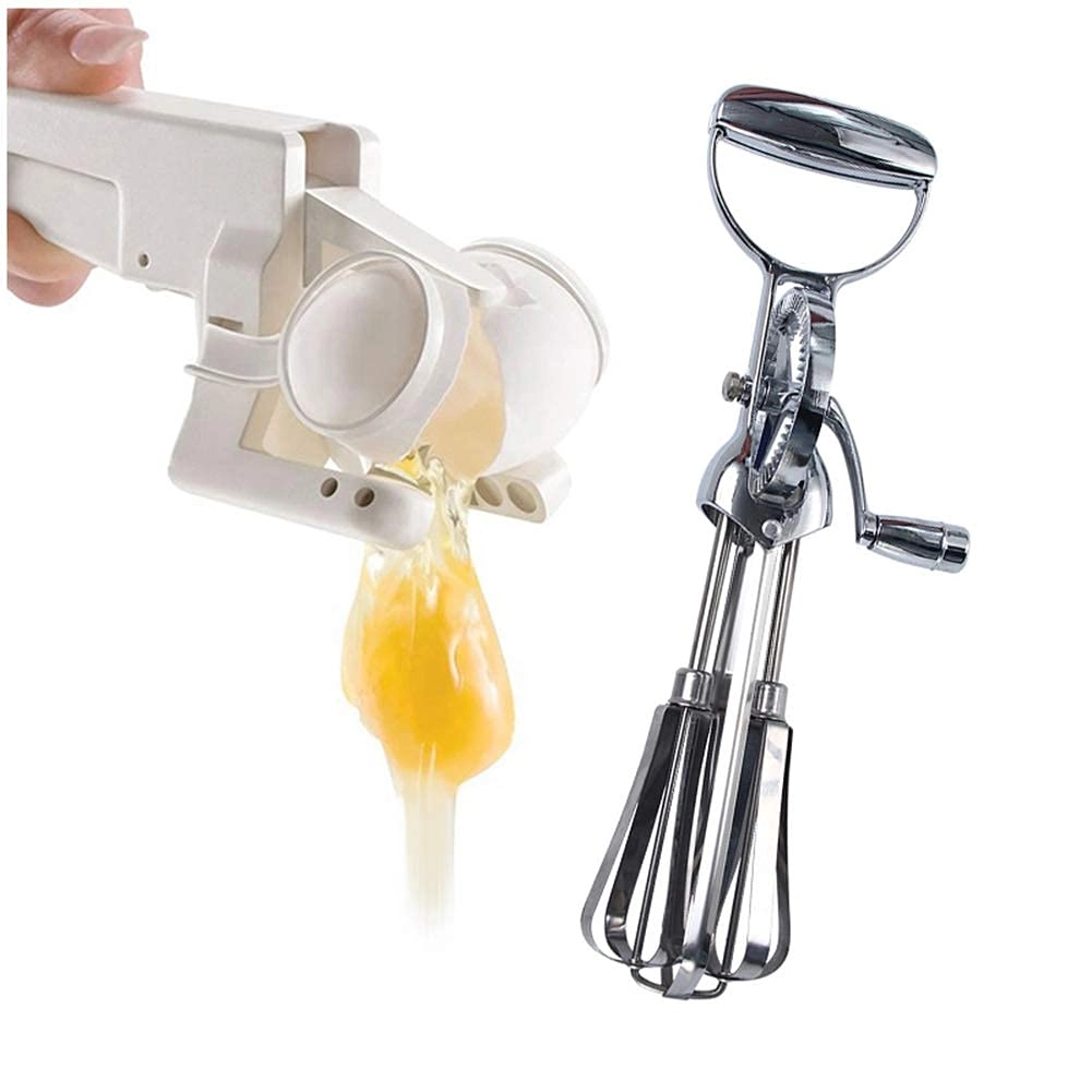 ZJCQA Manual Egg Beater - Stainless Steel Heavy Duty