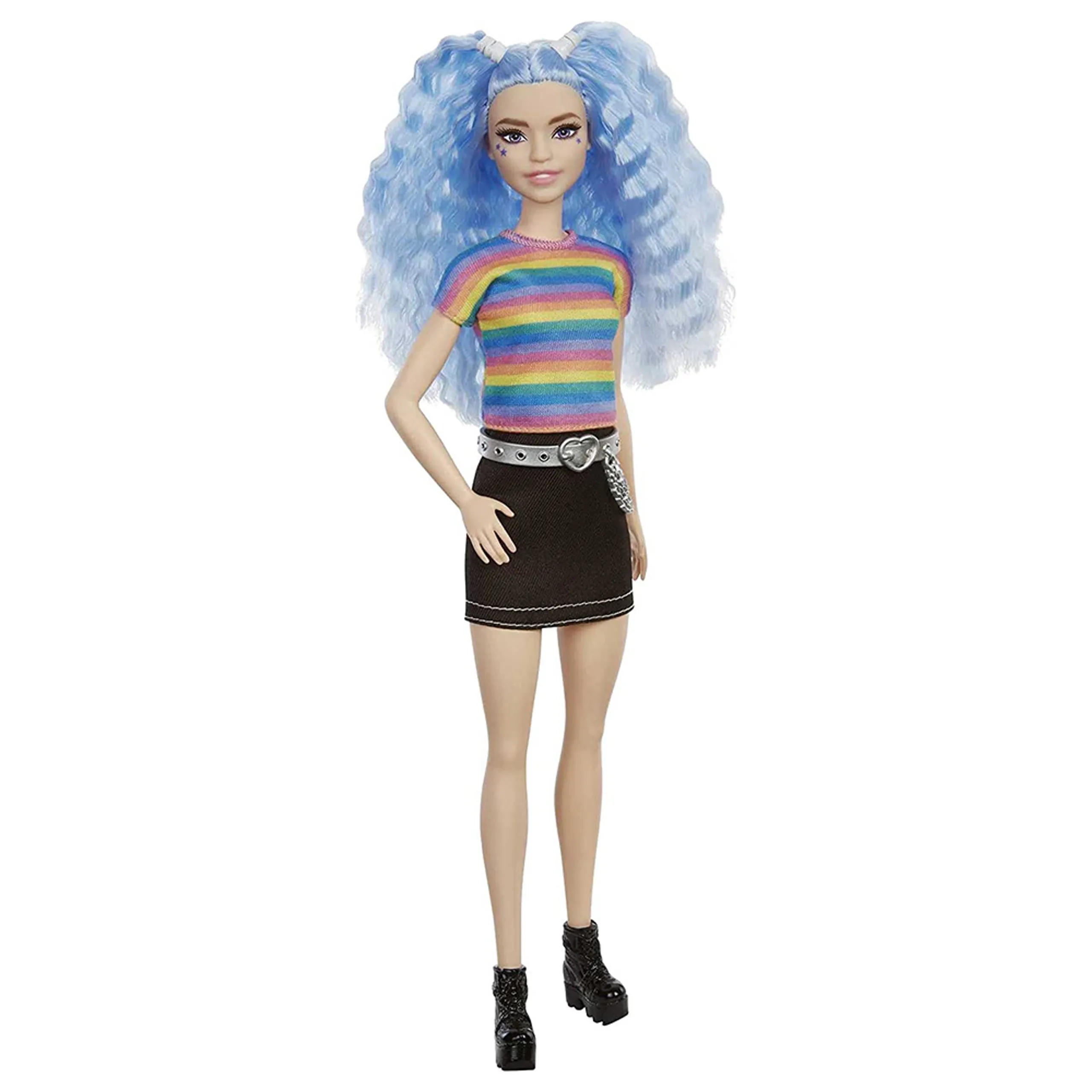 Barbie Fashionistas - Rainbow Striped Top Black Skirt Ages 3+