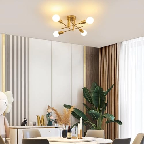 Sputnik Chandelier - 4 Light E27 Gold