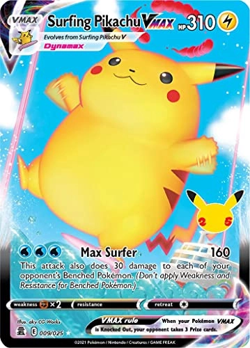 Pokemon Surfing Pikachu VMAX 009/025 - English + Toploader