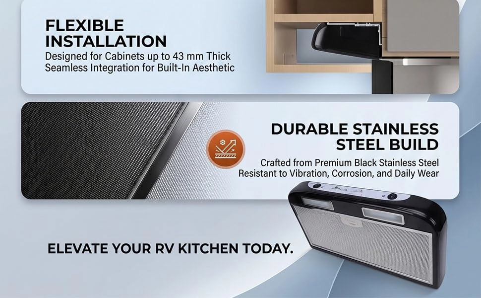 RV Range Hood - 3 Gears 12V DC