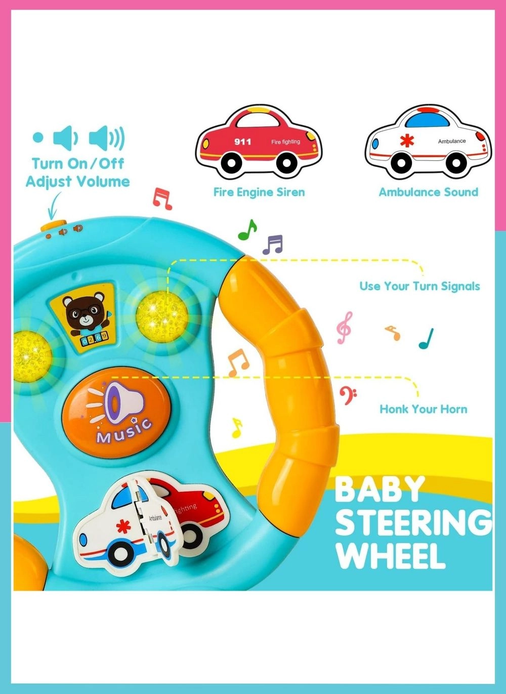 Baby Steering Wheel Musical Toy - Suitable for 12 months & above