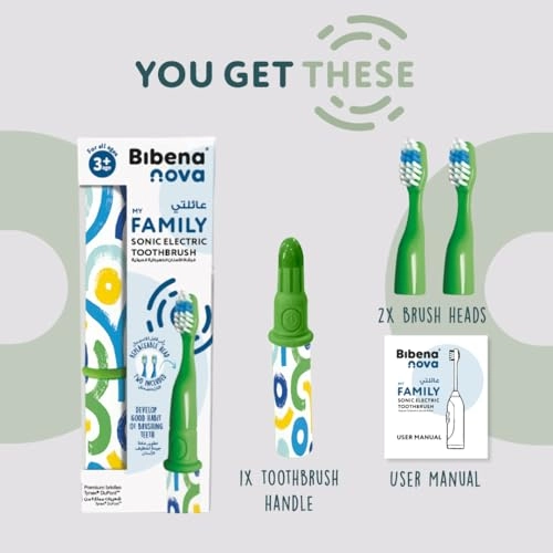 Family Sonic Toothbrush - Battery-Powered Replaceable Green