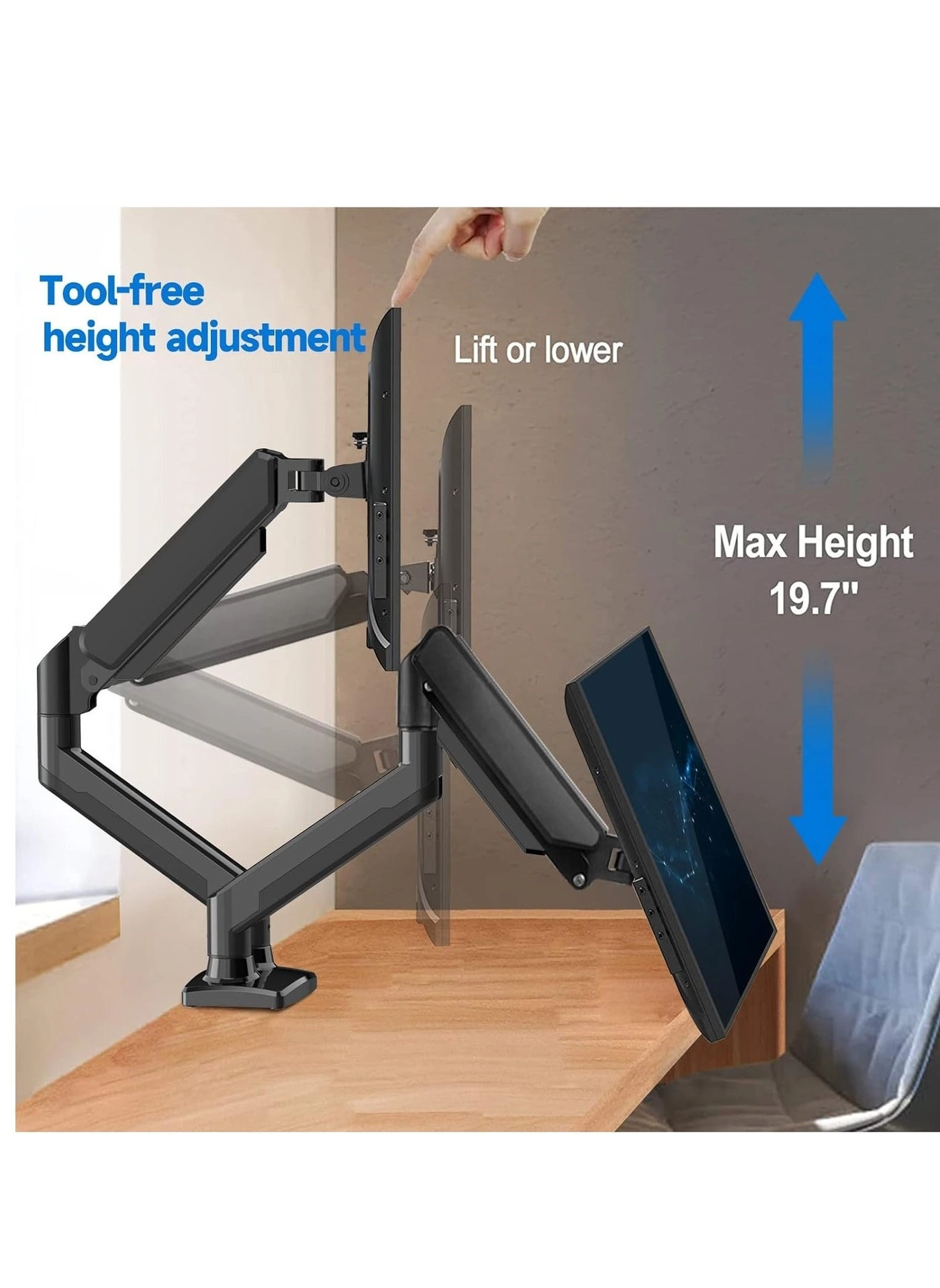 Dual Monitor Stand - 32 Inches 75x75/100x100mm
