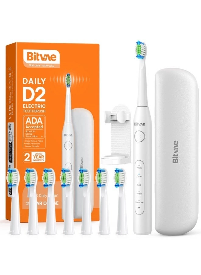 D2 Sonic Electric Toothbrush - 5 Cleaning Modes 8 Toothbrush Heads + P1 Mini Dental Floss - Water Floss Pick + Cordless Telescopic Tank Oral Irrigator - IPX7 Waterproof