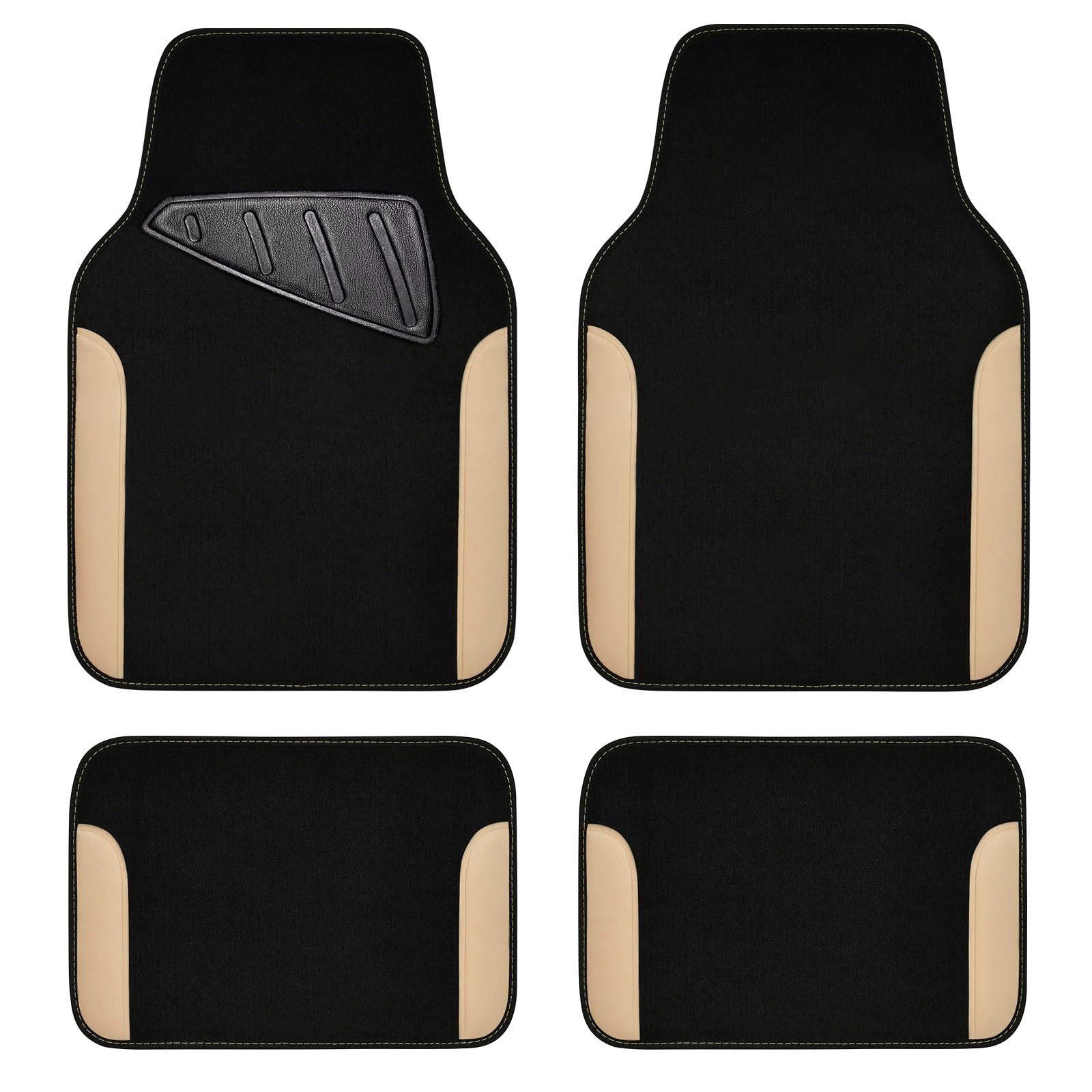 Universal Fit Car Floor Mats - Set of 4pcs Black and Burgundy