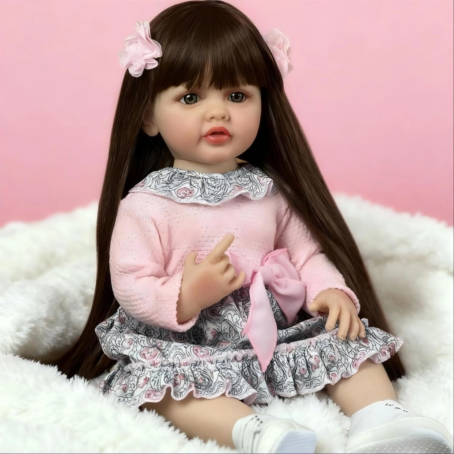 Pinky Reborn Reborn Baby Doll - 22inch 55cm Vinyl Silicone Girl Long Hair Ages 3+